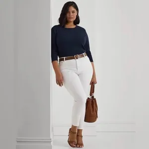 Ralph Lauren Women’s Mid-Rise‎ Curvy Skinny Jean Stretch White Plus Size 16W NWT