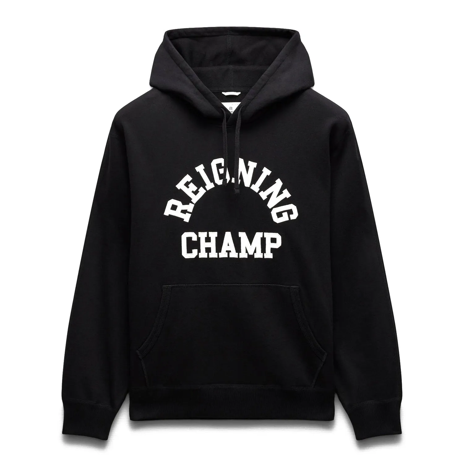 Reigning Champ Men Knit Midweight Terry Arch Logo Hoodie Black