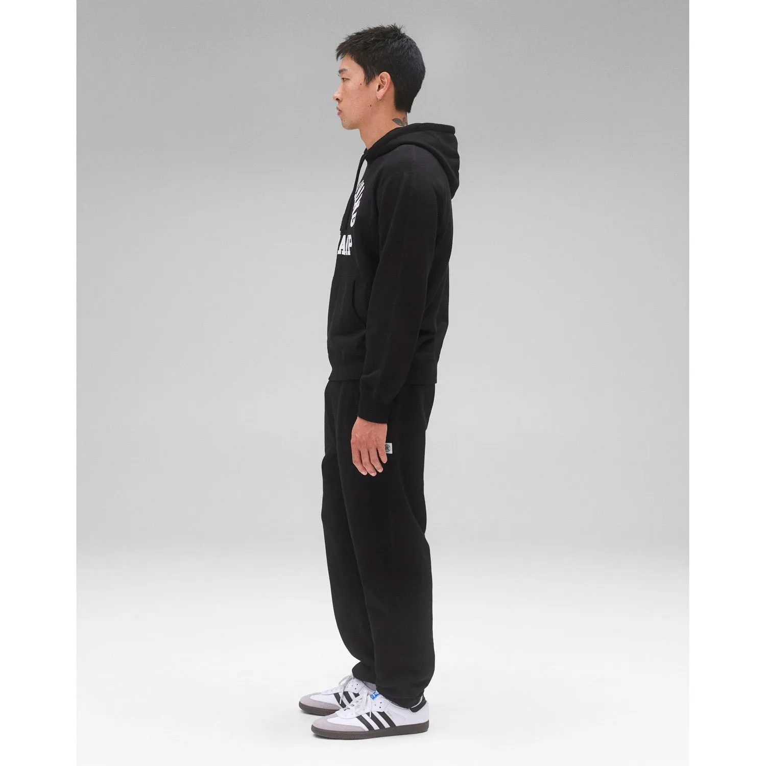 Reigning Champ Men Knit Midweight Terry Arch Logo Hoodie Black