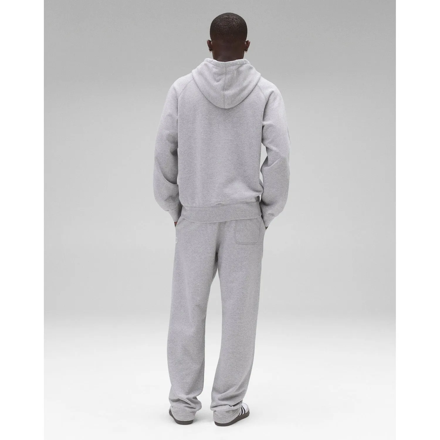Reigning Champ Men Knit Midweight Terry Arch Logo Hoodie Heather Grey