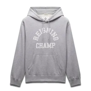 Reigning Champ Men Knit Midweight Terry Arch Logo Hoodie Heather Grey