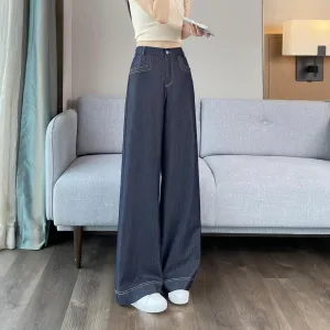 Relaxed-Fit Wide Leg Jeans with Double Stitching for Comfortable Style