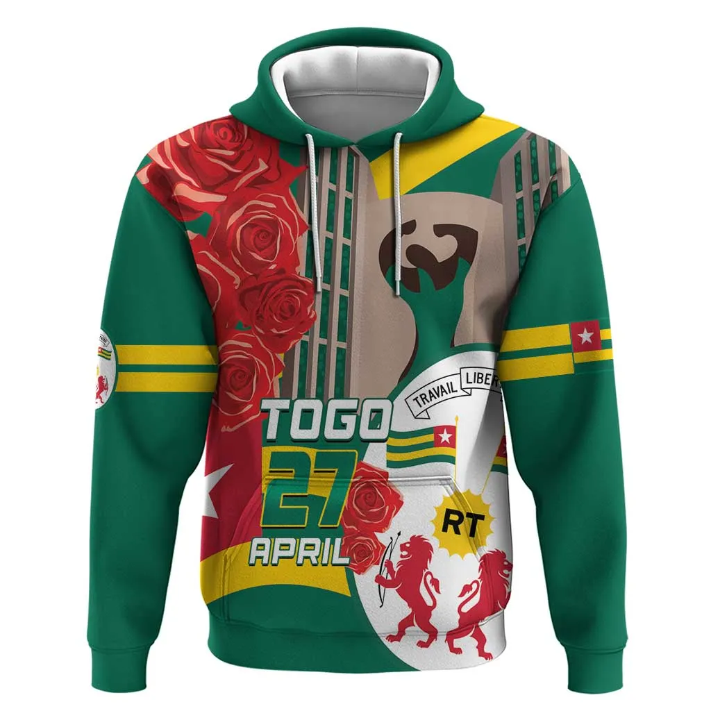 Republique Togolaise Monument de l'Independance Zip Hoodie African Pinkish Rose Coat Of Arms LT14