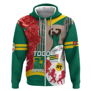 Republique Togolaise Monument de l'Independance Zip Hoodie African Pinkish Rose Coat Of Arms LT14