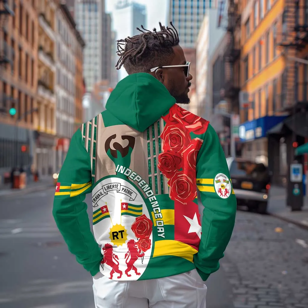 Republique Togolaise Monument de l'Independance Zip Hoodie African Pinkish Rose Coat Of Arms LT14