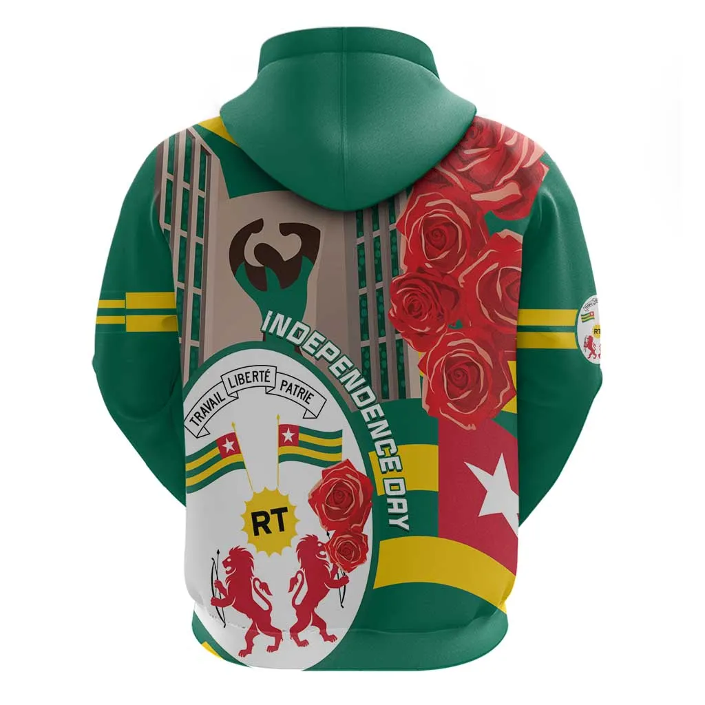 Republique Togolaise Monument de l'Independance Zip Hoodie African Pinkish Rose Coat Of Arms LT14