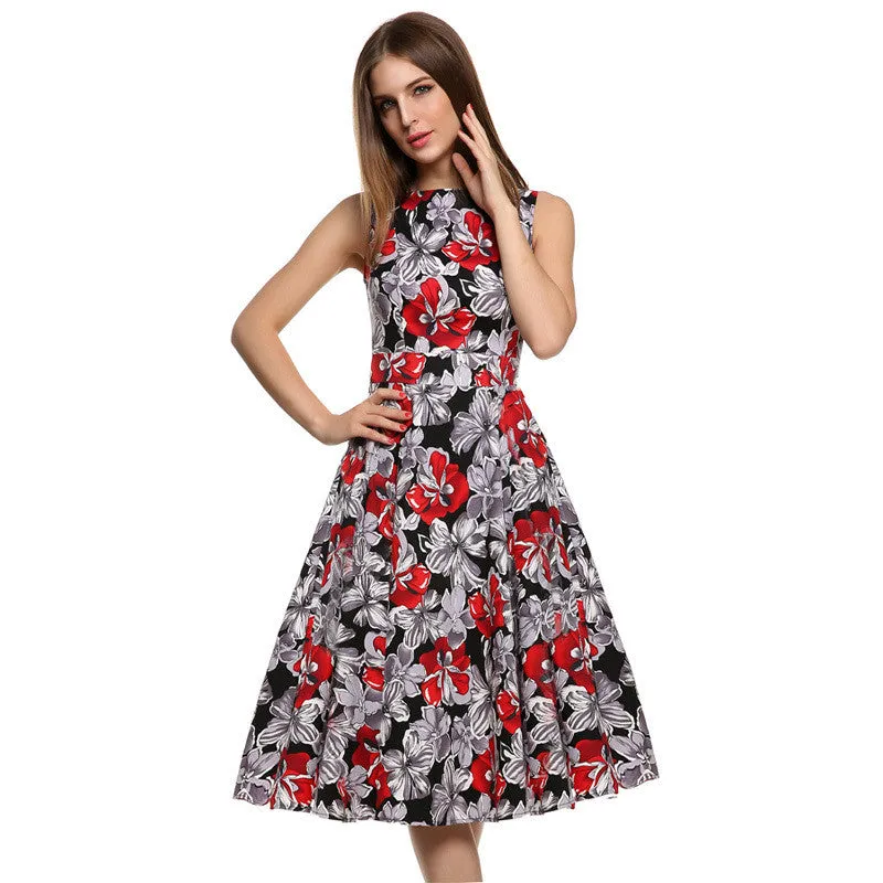 Retro Vintage 1950s 60s Rockabilly Floral Swing Summer Dress Collections