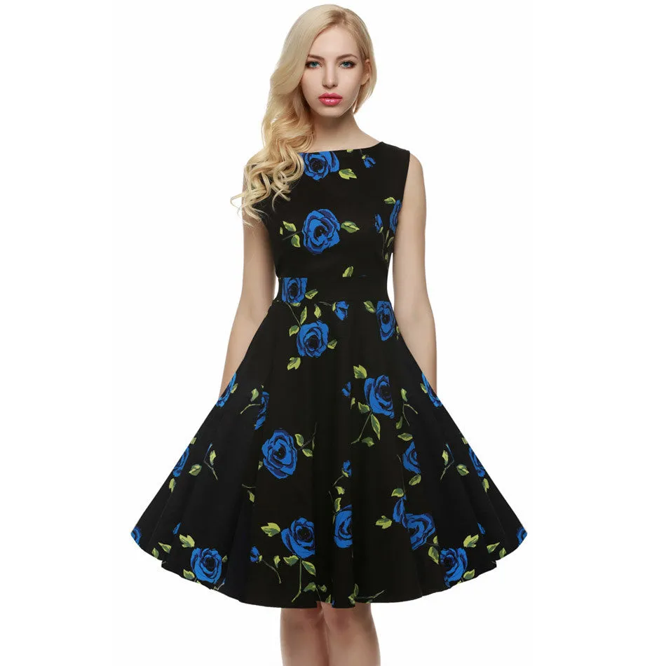 Retro Vintage 1950s 60s Rockabilly Floral Swing Summer Dress Collections