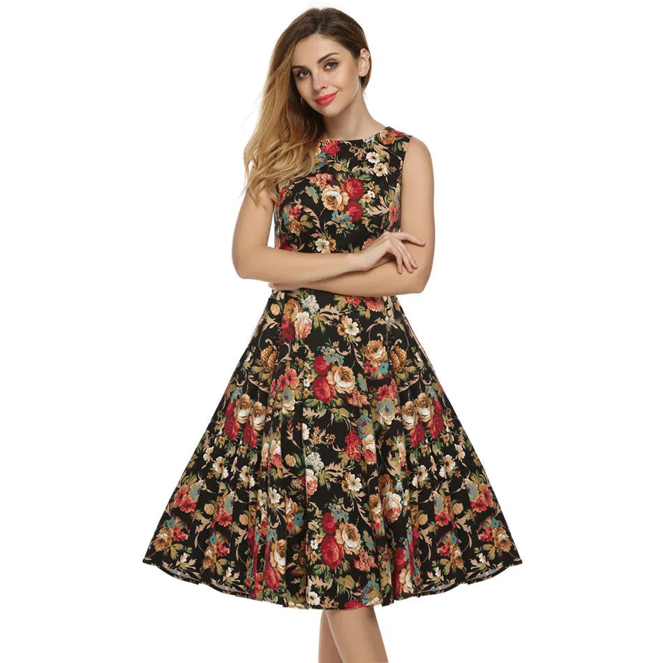 Retro Vintage 1950s 60s Rockabilly Floral Swing Summer Dress Collections