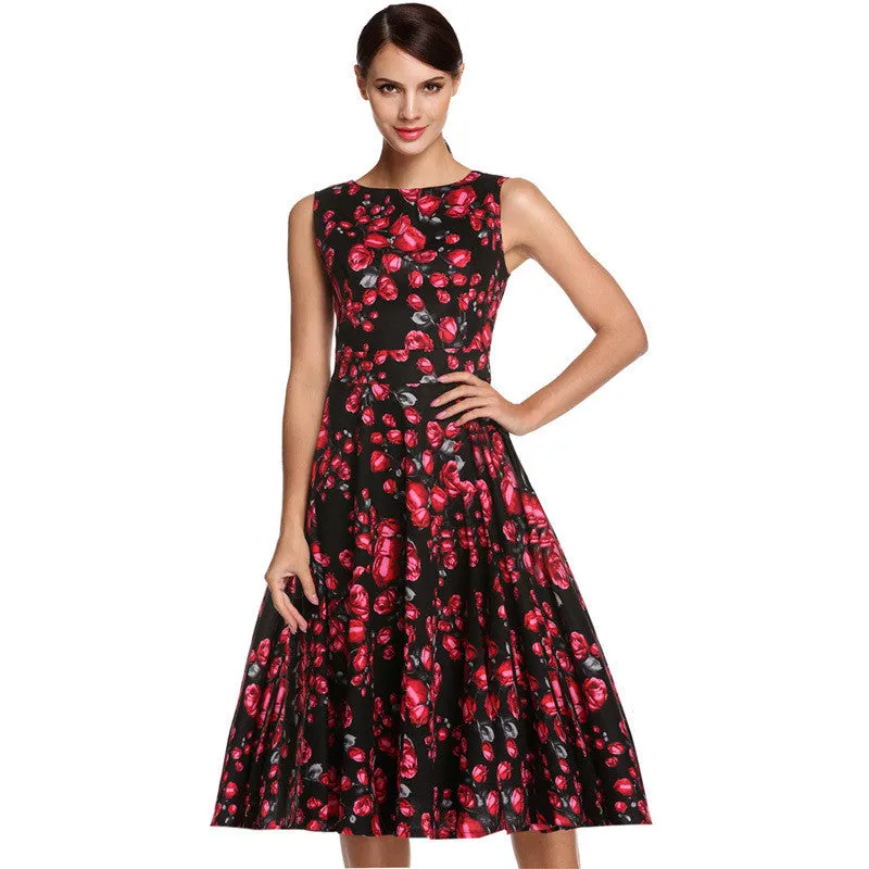 Retro Vintage 1950s 60s Rockabilly Floral Swing Summer Dress Collections