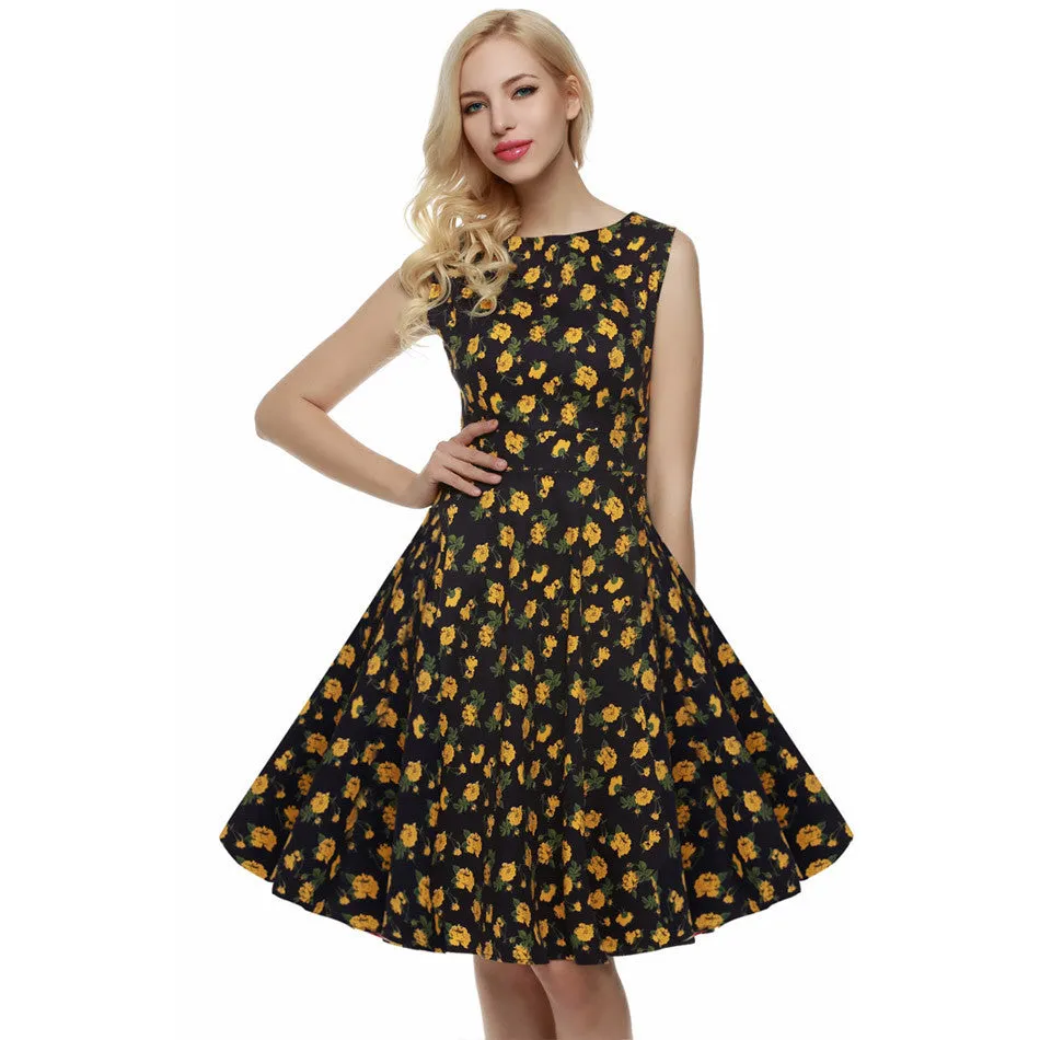 Retro Vintage 1950s 60s Rockabilly Floral Swing Summer Dress Collections