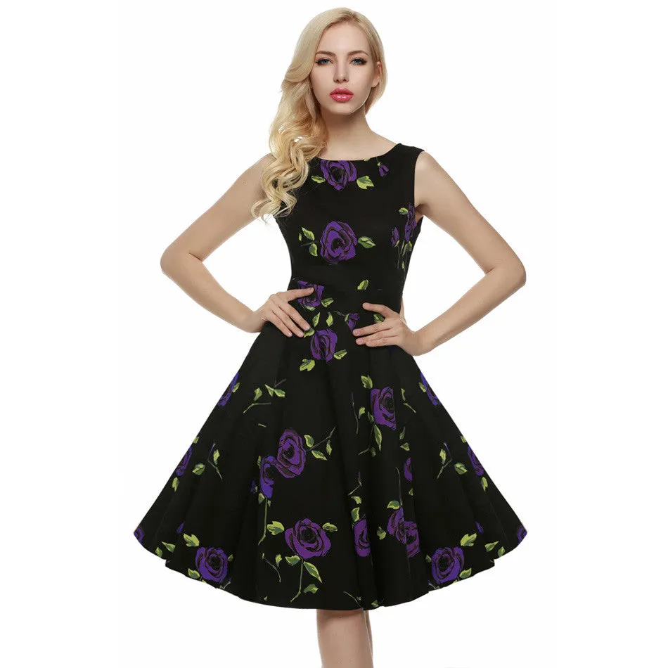 Retro Vintage 1950s 60s Rockabilly Floral Swing Summer Dress Collections