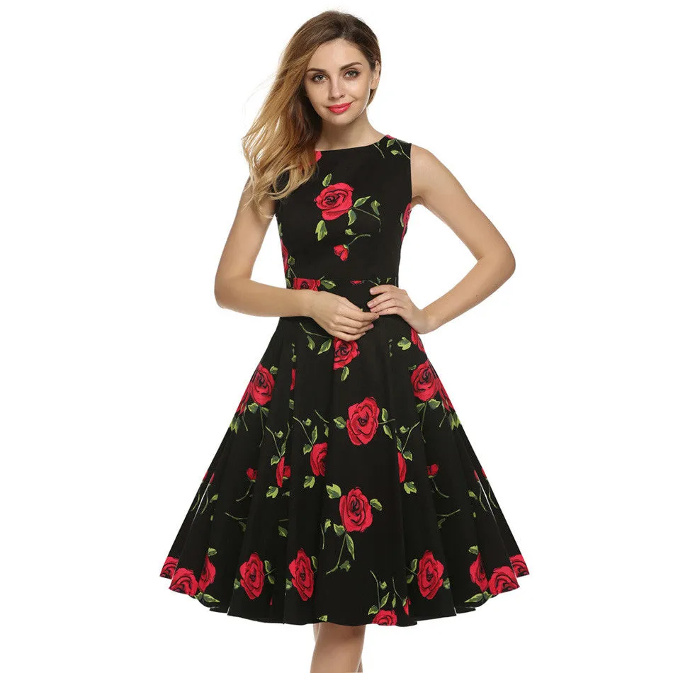 Retro Vintage 1950s 60s Rockabilly Floral Swing Summer Dress Collections