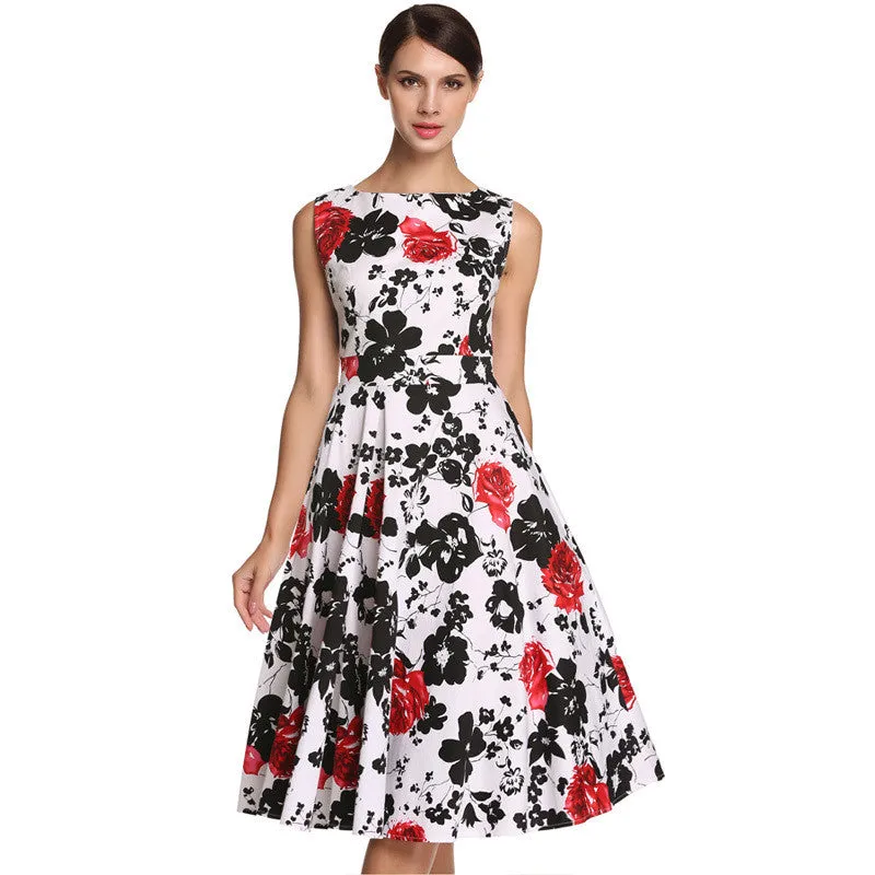 Retro Vintage 1950s 60s Rockabilly Floral Swing Summer Dress Collections