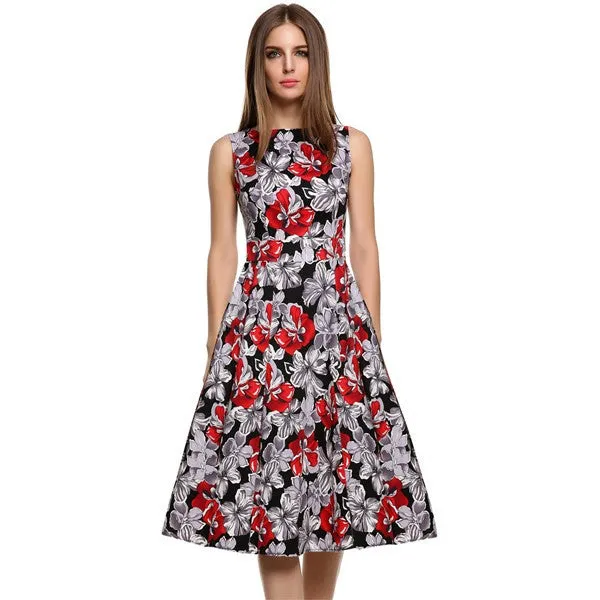 Retro Vintage 1950s 60s Rockabilly Floral Swing Summer Dress Collections