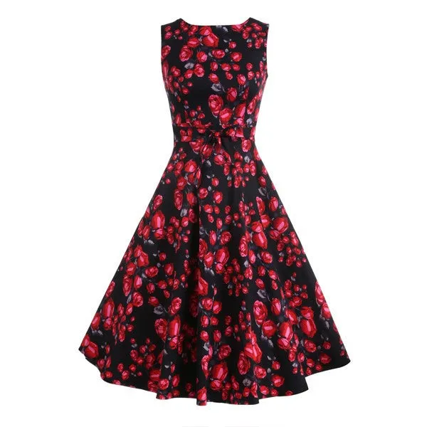 Retro Vintage 1950s 60s Rockabilly Floral Swing Summer Dress Collections