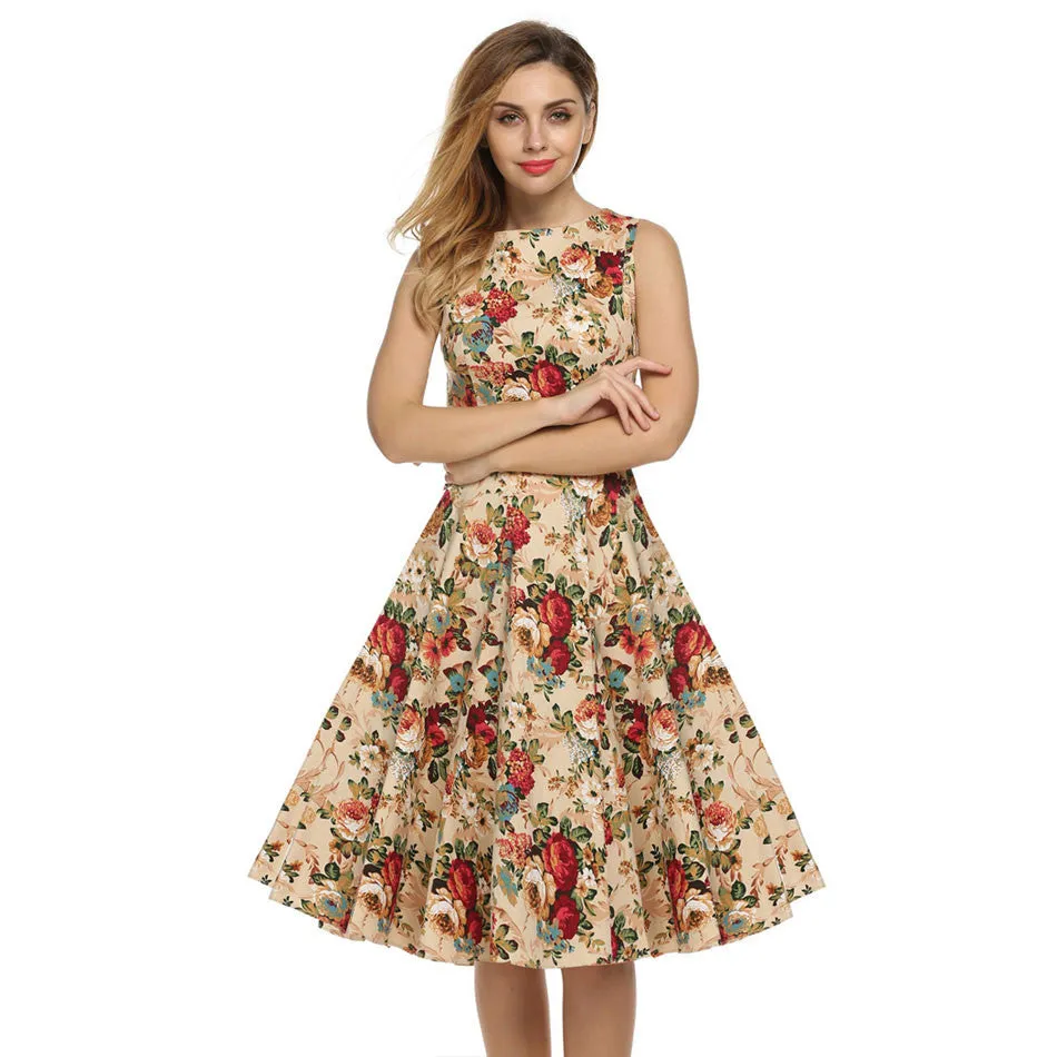 Retro Vintage 1950s 60s Rockabilly Floral Swing Summer Dress Collections