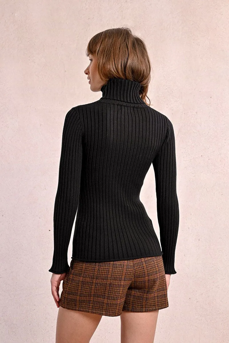 RIBBED KNIT SWEATER WITH TURTLENECK