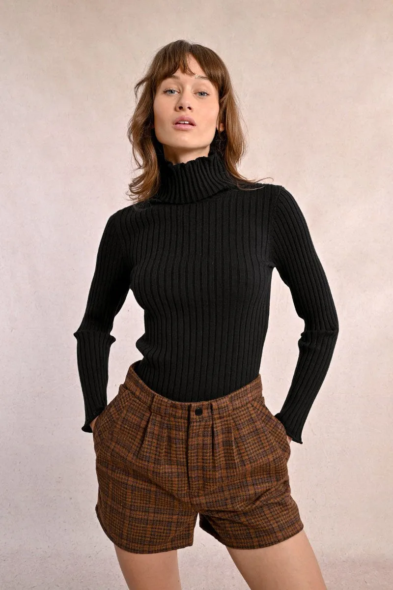 RIBBED KNIT SWEATER WITH TURTLENECK