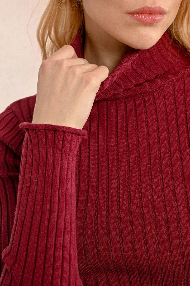 RIBBED KNIT SWEATER WITH TURTLENECK