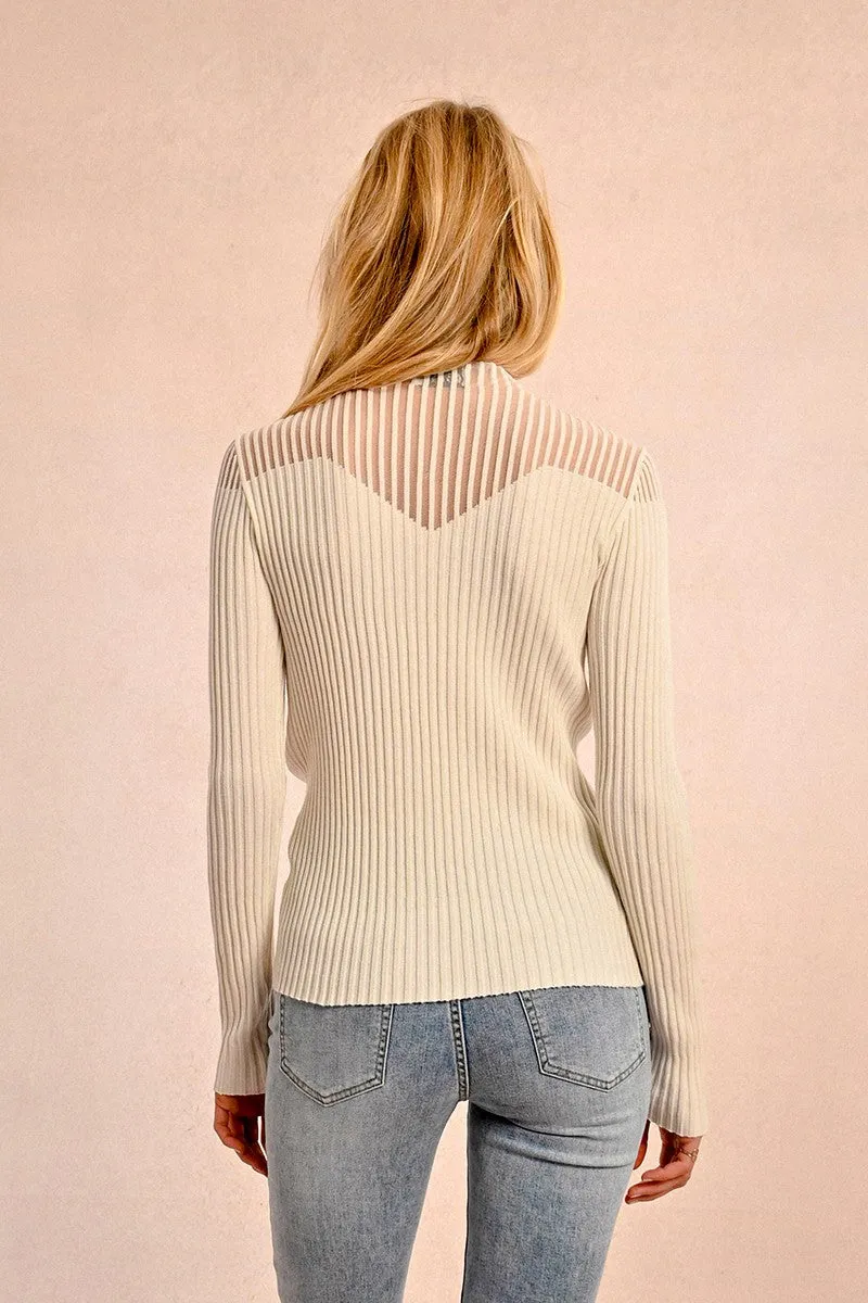 RIBBED SWEATER AND FISHNET BUST