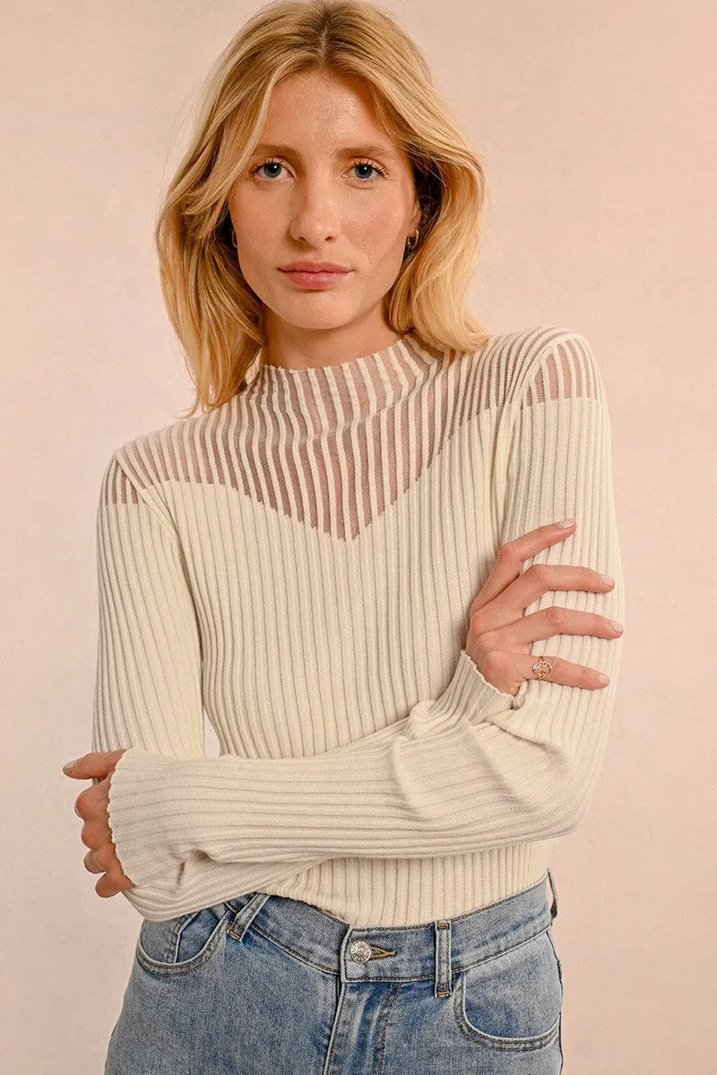 RIBBED SWEATER AND FISHNET BUST