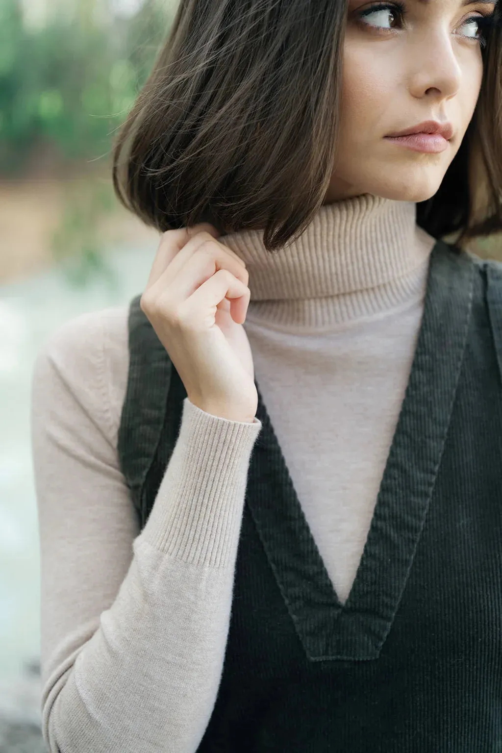 Riley Cord Dress - Moss
