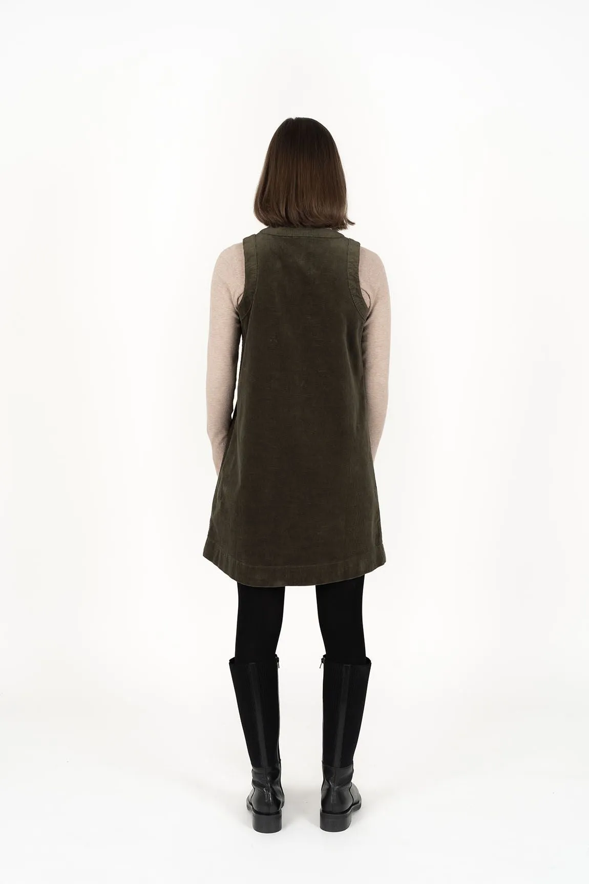 Riley Cord Dress - Moss