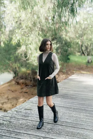 Riley Cord Dress - Moss