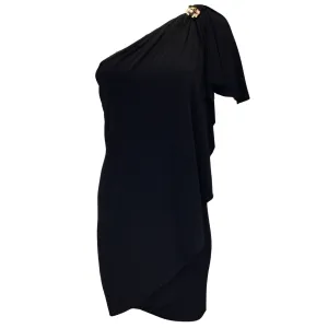 Roberto Cavalli Black Rhinestone Embellished One Shoulder Jersey Dress