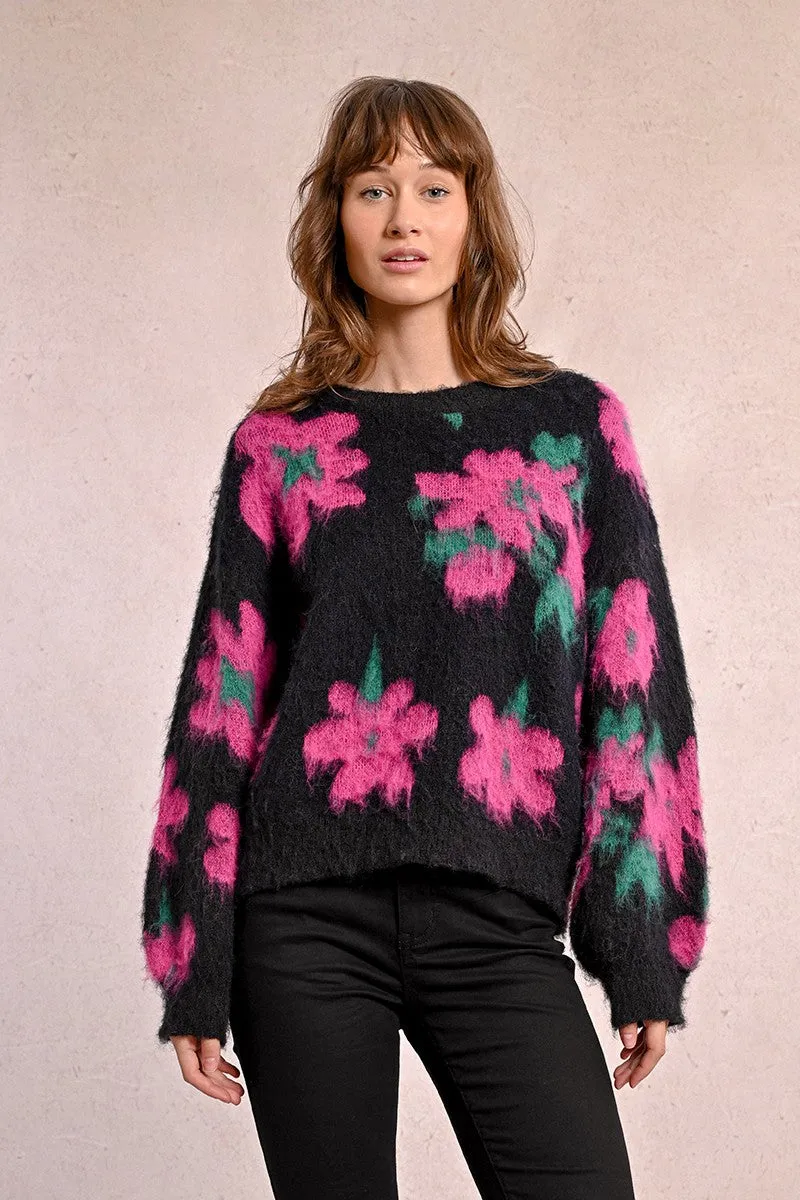 ROUND NECK SWEATER, BRUSHED KNIT
