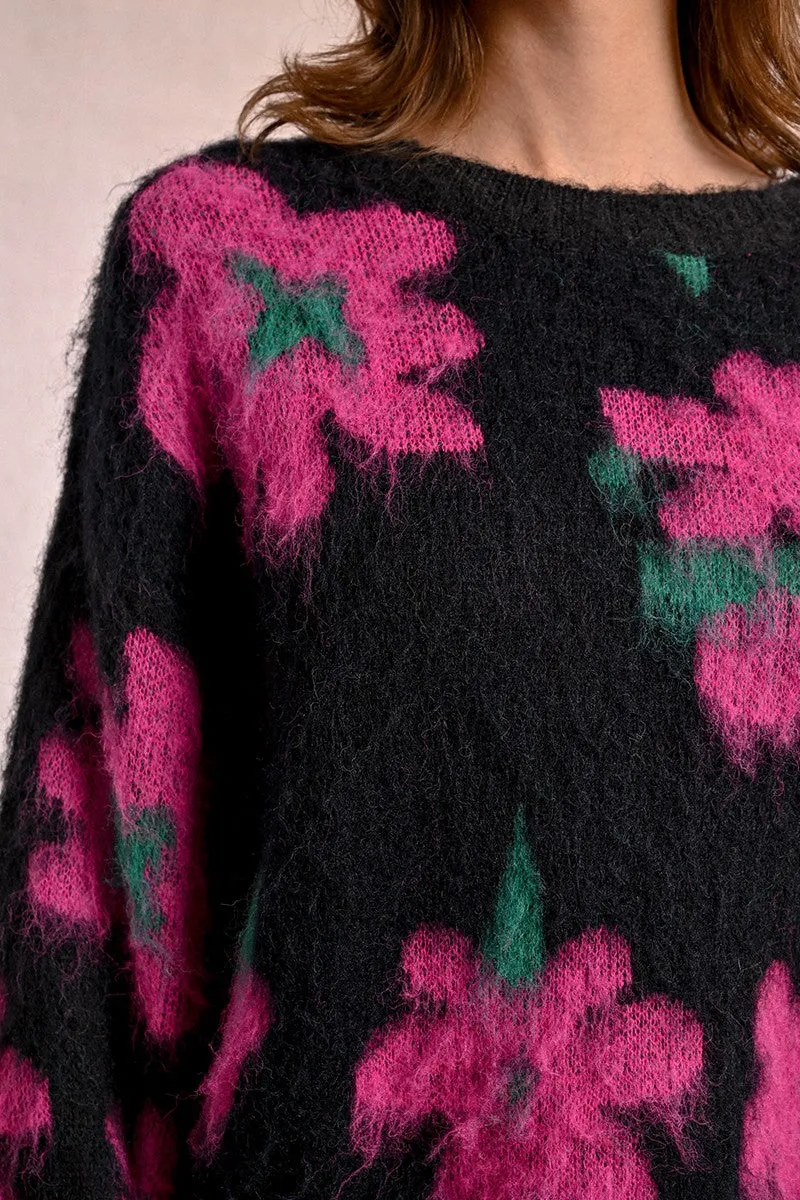 ROUND NECK SWEATER, BRUSHED KNIT