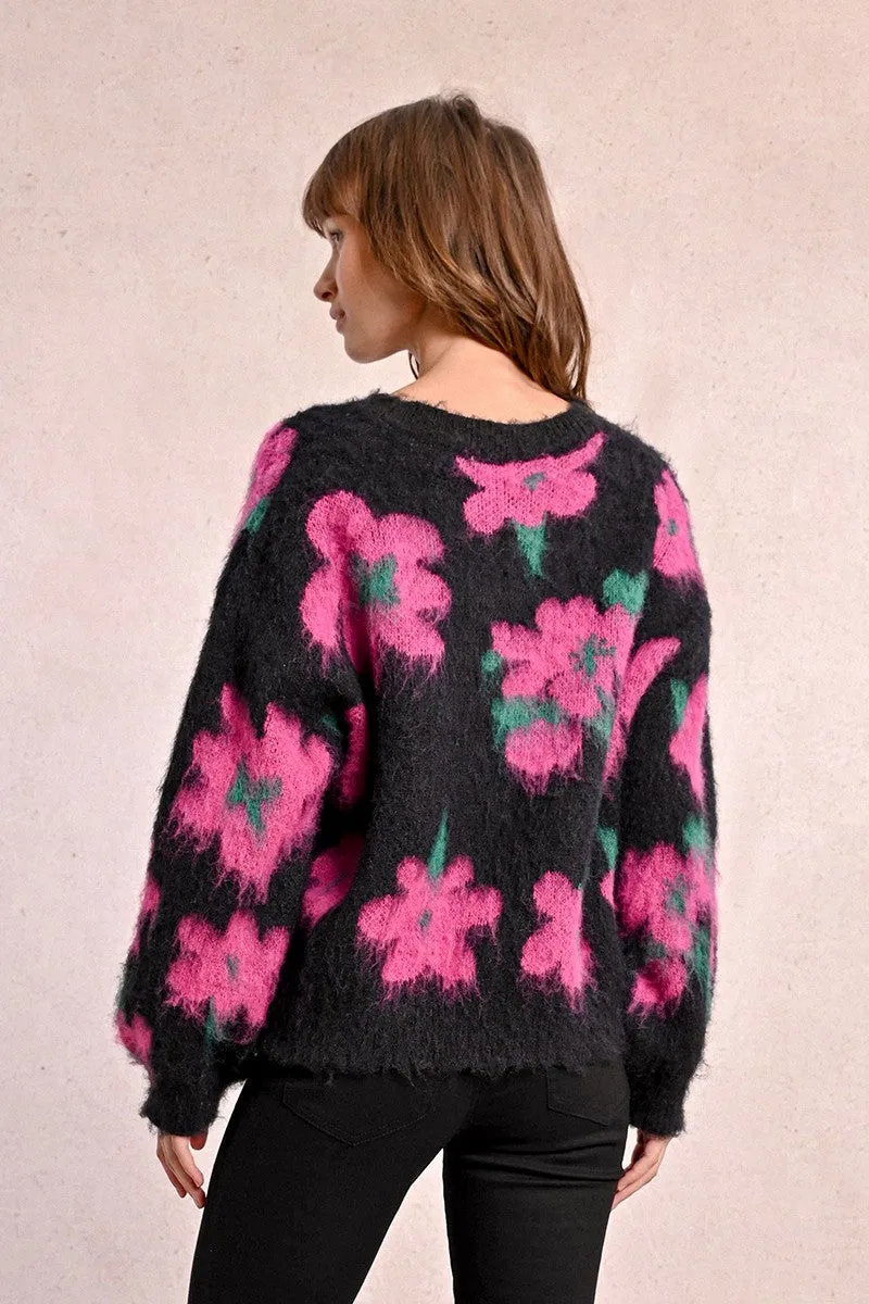 ROUND NECK SWEATER, BRUSHED KNIT
