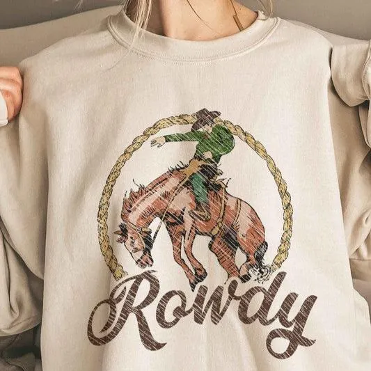 ROWDY COWBOY WESTERN WILD OVERSIZED SWEATSHIRT