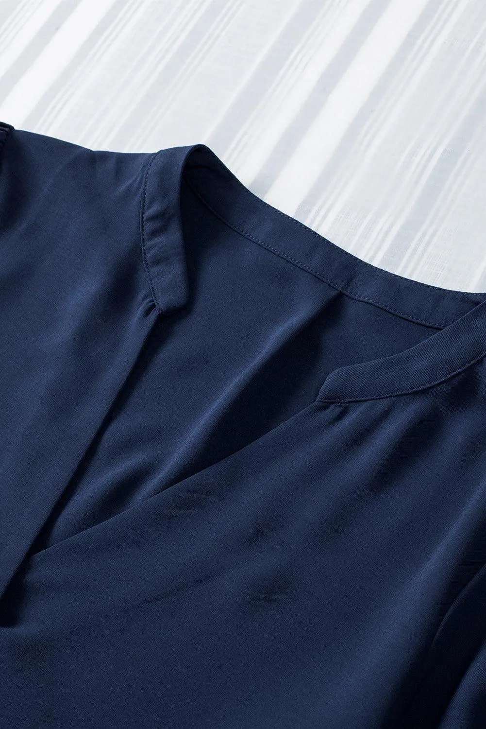 Ruffled Sleeve Shift Knee-Length Dress