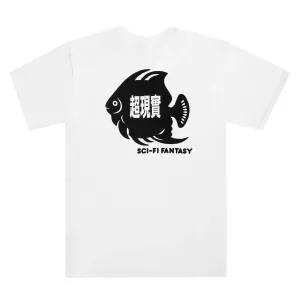 Sci-Fi Fantasy Fish Pocket Tee - White