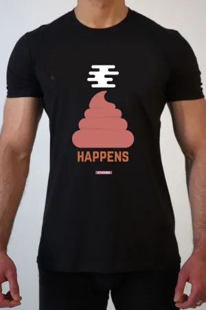 Shit Happens - Quirky Graphic T-Shirt Black Color