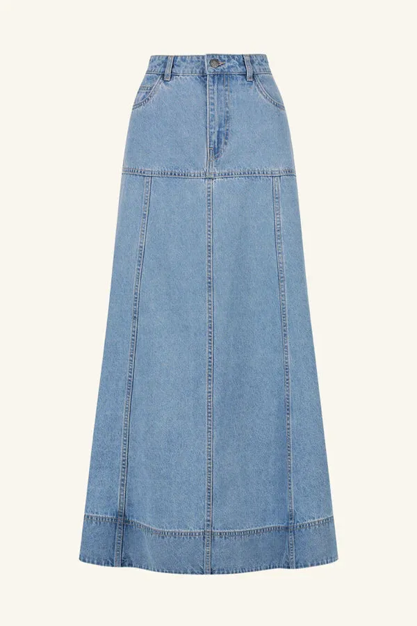 Shona Joy Stella Panelled Midi Skirt - Mid Blue