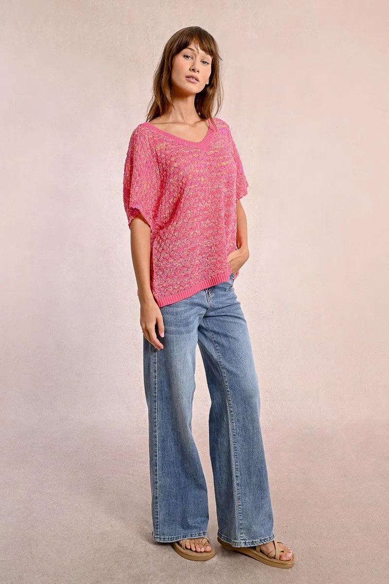 SHORT-SLEEVED KNIT SWEATER