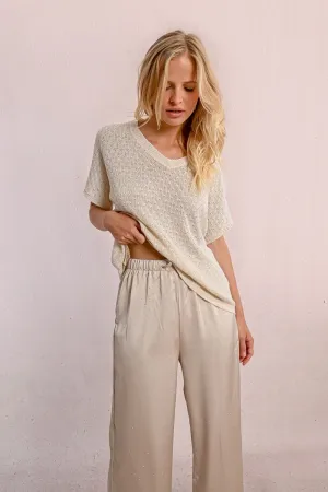 SHORT-SLEEVED KNIT SWEATER