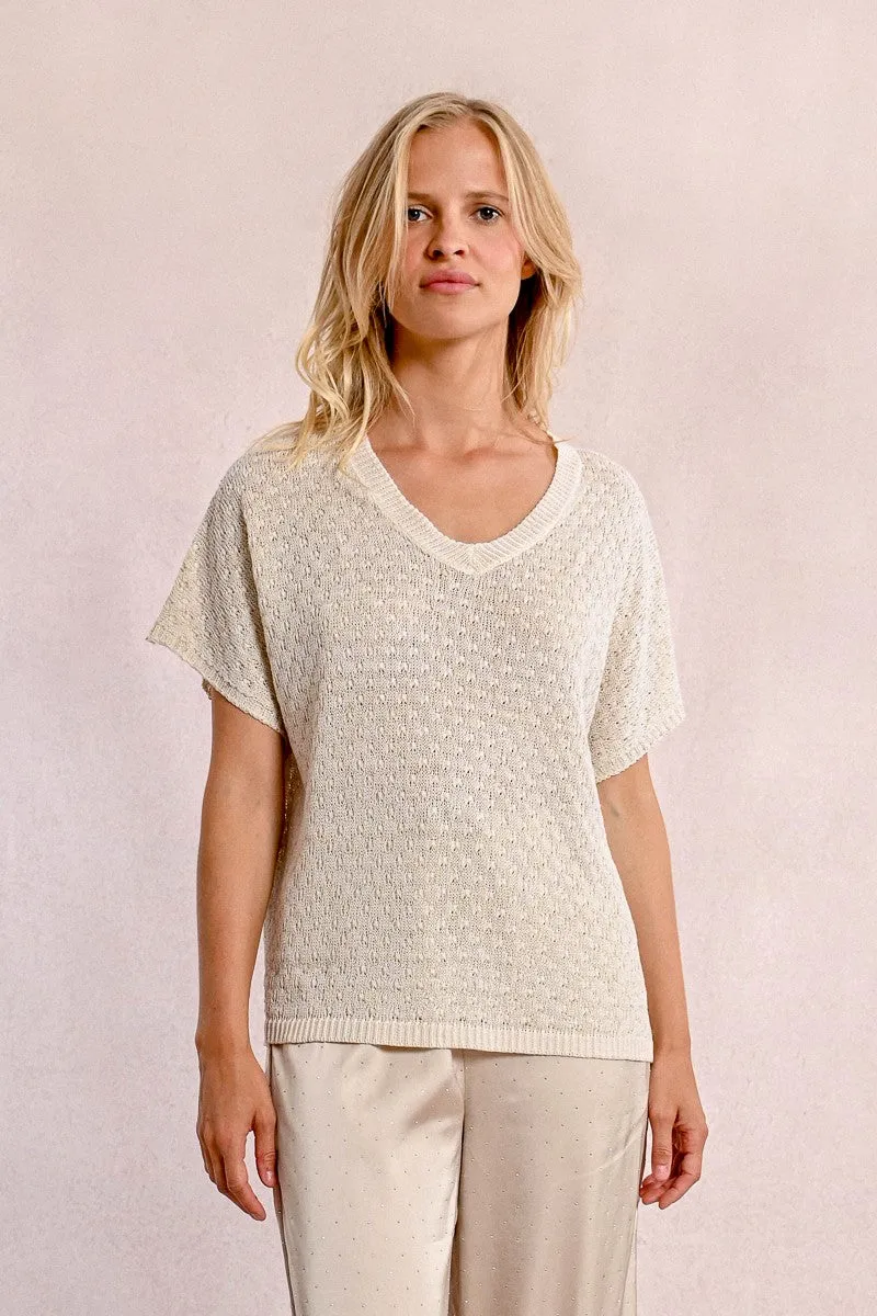 SHORT-SLEEVED KNIT SWEATER