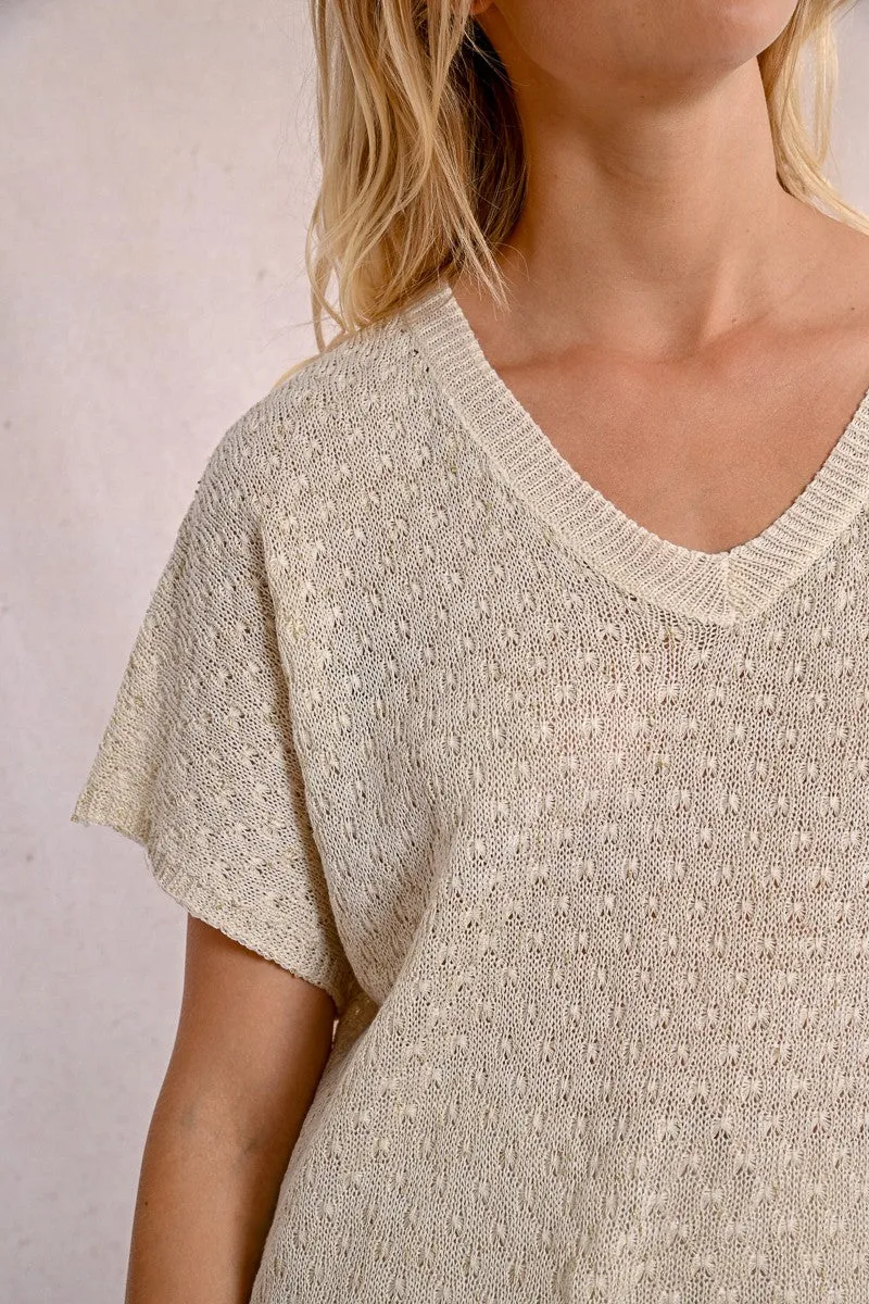 SHORT-SLEEVED KNIT SWEATER