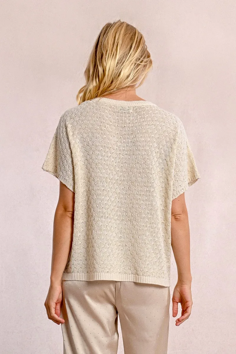 SHORT-SLEEVED KNIT SWEATER