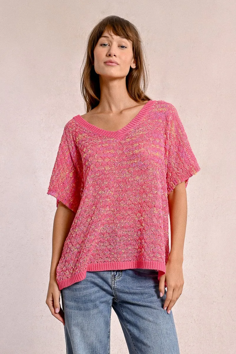 SHORT-SLEEVED KNIT SWEATER