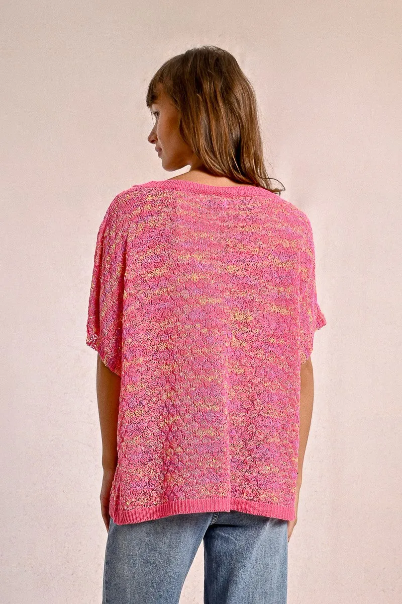 SHORT-SLEEVED KNIT SWEATER