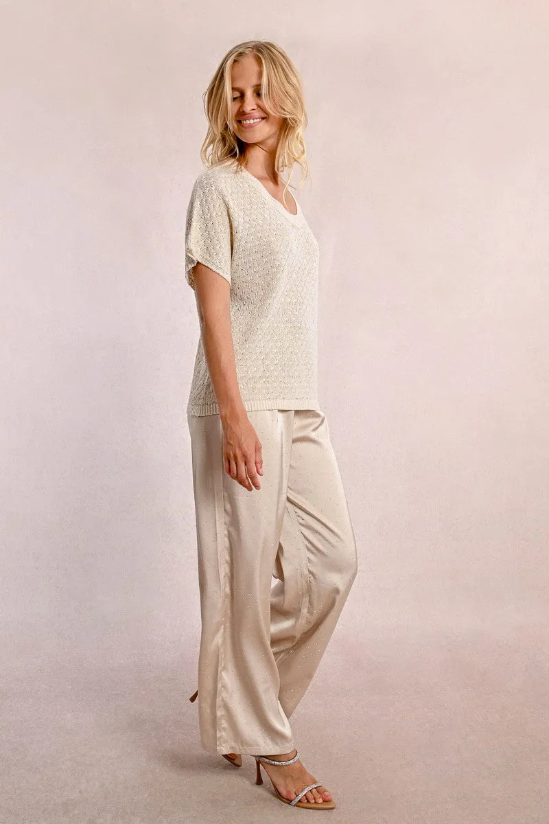 SHORT-SLEEVED KNIT SWEATER