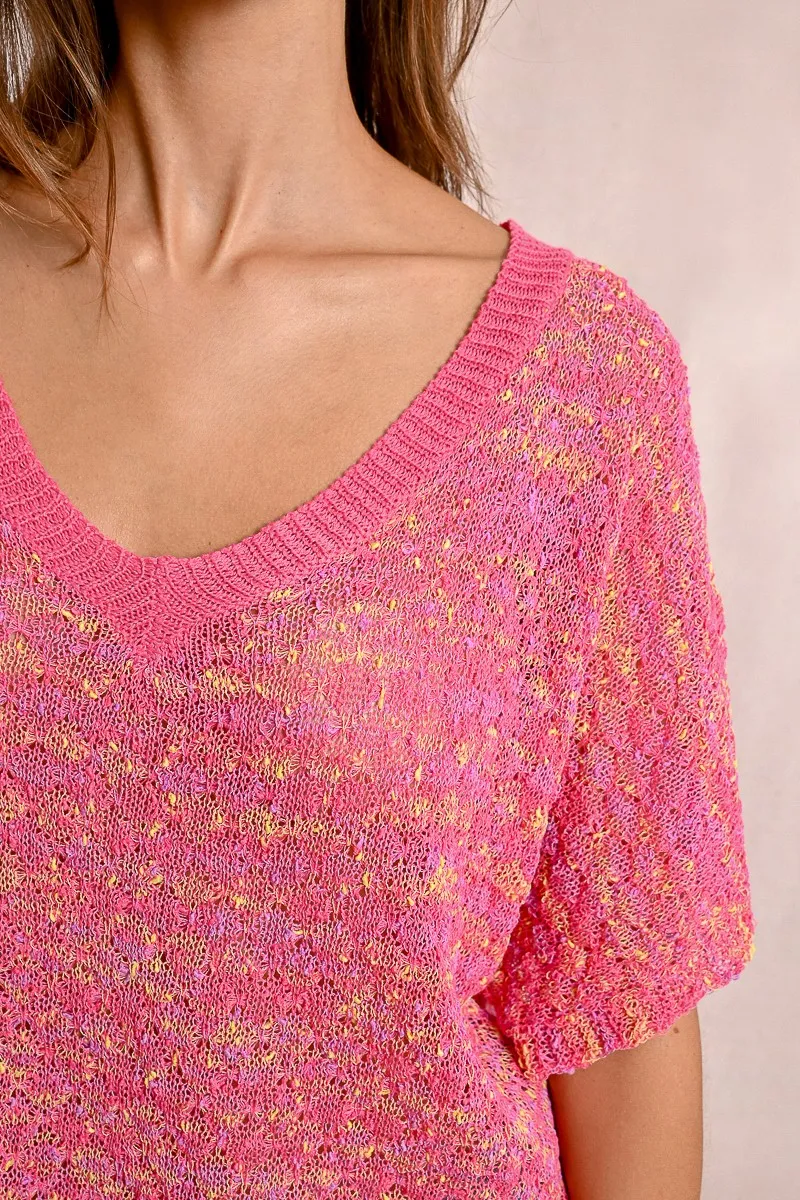 SHORT-SLEEVED KNIT SWEATER
