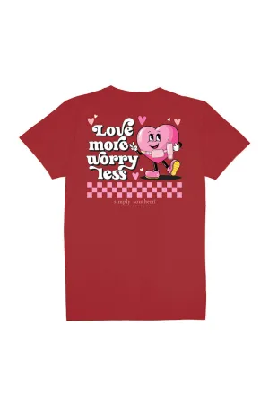 Simply Southern Plus Size Love More, Worry Less T-Shirt for Women in Red | EXT-SS-LOVEMORE-RED