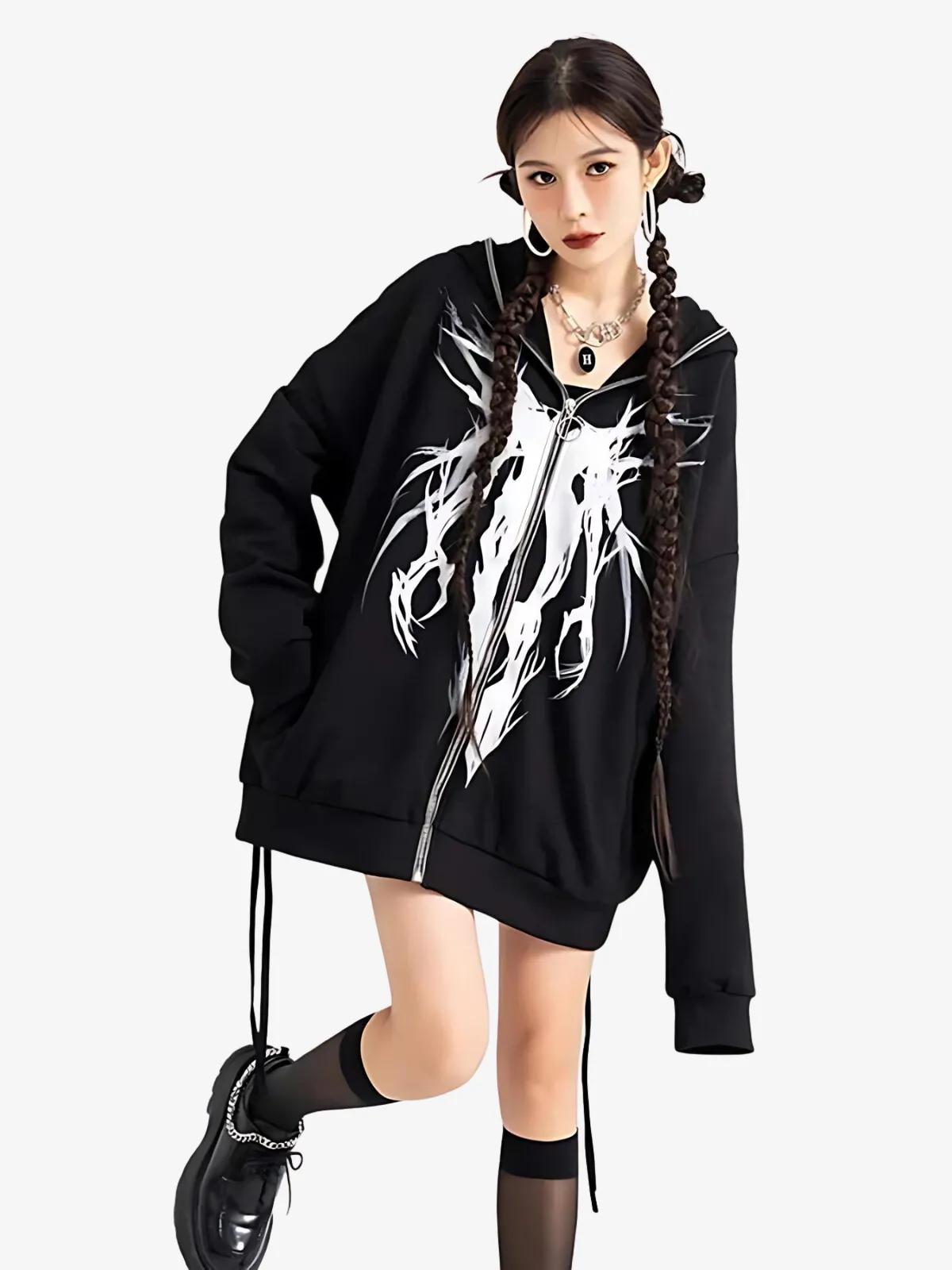 SKULL PUNK ZIP UP HOODIE