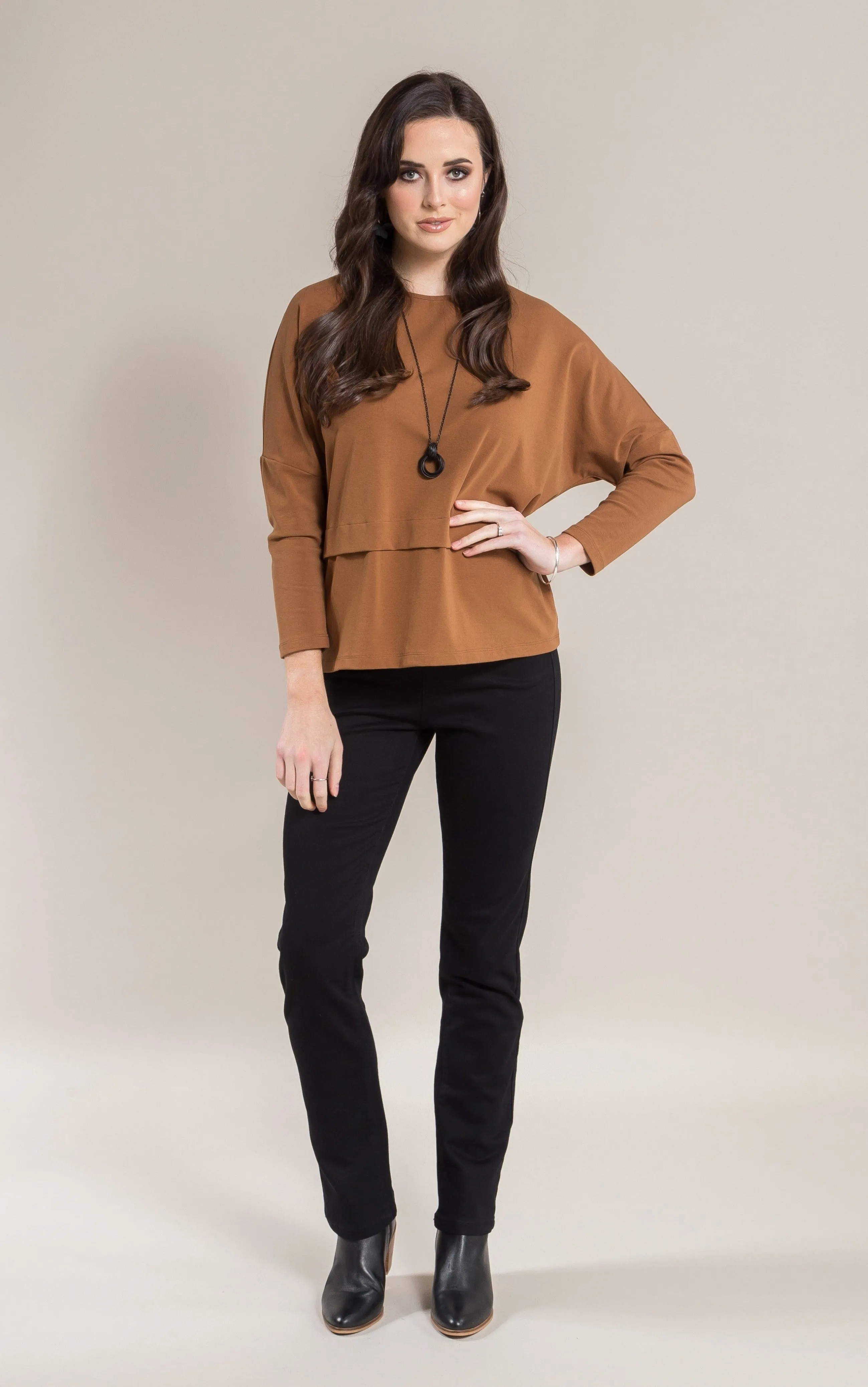 Slim Leg Knit Denim Pull On - Black